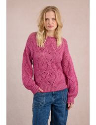 Openwork sweater with heart pattern