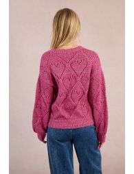 Openwork sweater with heart pattern