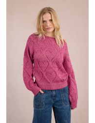 Openwork sweater with heart pattern