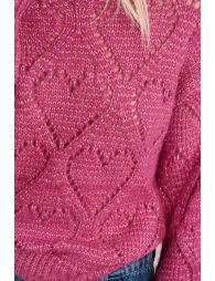 Openwork sweater with heart pattern