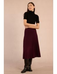 Pleated knit midi skirt