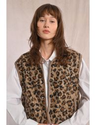 Fur-effect sleeveless jacket