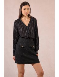 Tweed mini-skirt, heart buttons