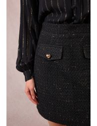 Tweed mini-skirt, heart buttons