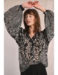 Printed voile lavaliere blouse