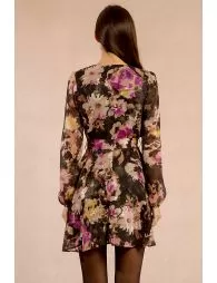 Robe courte portefeuille, en voile imprimée