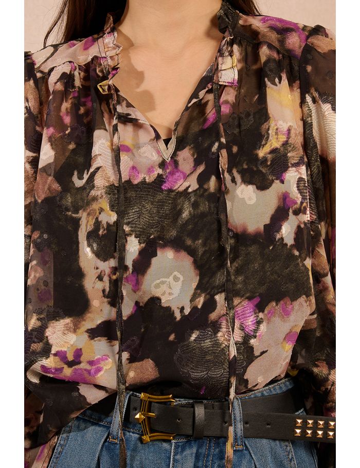 Blouse fluide en voile imprimé