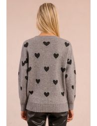 Knitted sweater with heart pattern