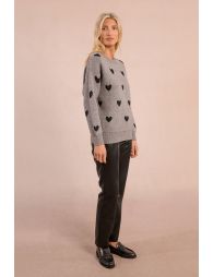 Knitted sweater with heart pattern