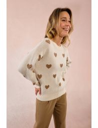 Knitted sweater with heart pattern