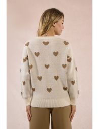 Knitted sweater with heart pattern