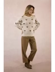 Pull en maille à motif cœur