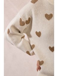 Knitted sweater with heart pattern