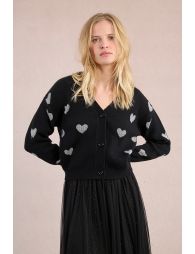 Knitted cardigan with heart pattern