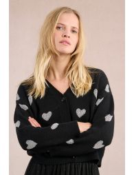 Knitted cardigan with heart pattern