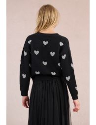 Knitted cardigan with heart pattern