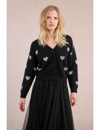 Knitted cardigan with heart pattern