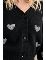 Knitted cardigan with heart pattern