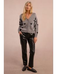 Knitted cardigan with heart pattern
