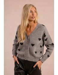 Knitted cardigan with heart pattern