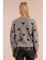 Knitted cardigan with heart pattern