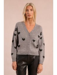 Knitted cardigan with heart pattern