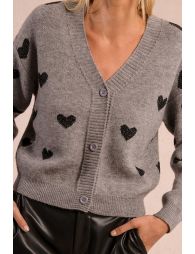 Knitted cardigan with heart pattern