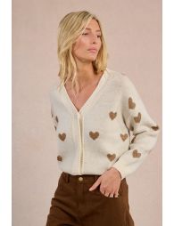 Knitted cardigan with heart pattern
