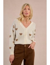 Knitted cardigan with heart pattern