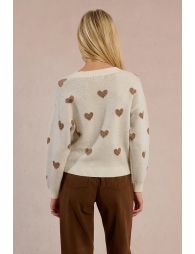 Cardigan en maille à motif cœur