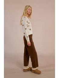 Knitted cardigan with heart pattern