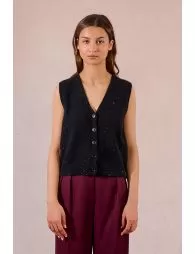 Gilet sans manches en maille parsemée de sequins