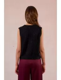 Gilet sans manches en maille parsemée de sequins