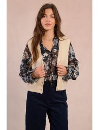 Sleeveless knit cardigan studded with sequins