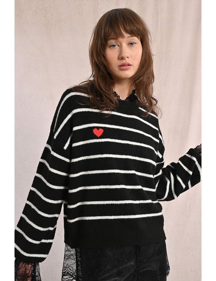 Jerseyde manga larga con estampado y corazón