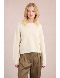 Pull en maille, fleurs fantaisies