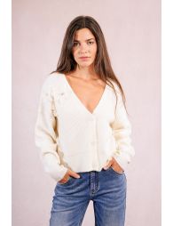 Knitted cardigan, fancy flowers