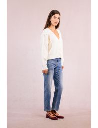 Knitted cardigan, fancy flowers