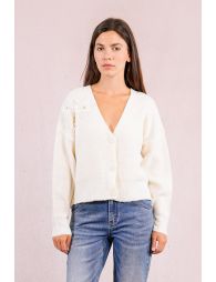 Knitted cardigan, fancy flowers