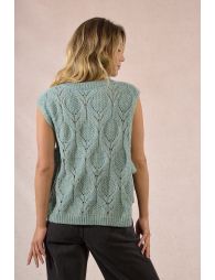 Sleeveless sweater to tie at the sides