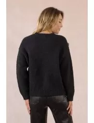 Pull en maille à fleurs en relief