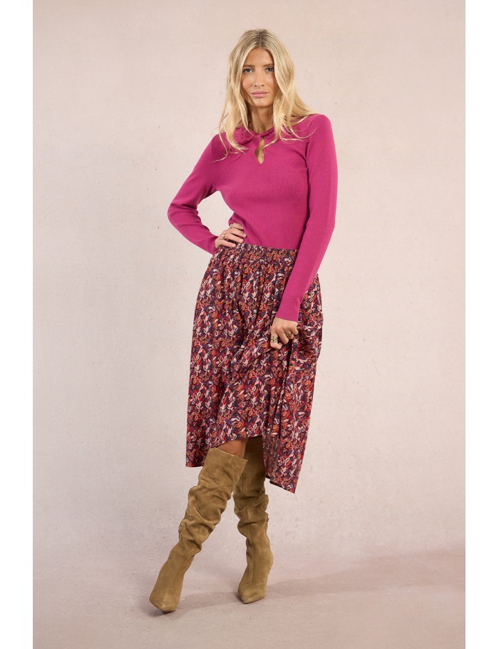 Jupe midi, imprimé floral