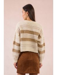 Pull crop en maille rayée