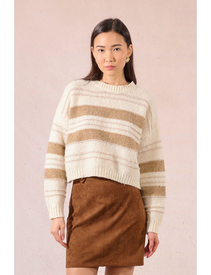 Striped knit crop sweater