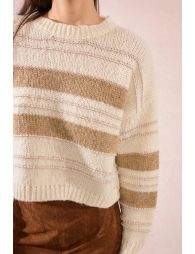 Pull crop en maille rayée