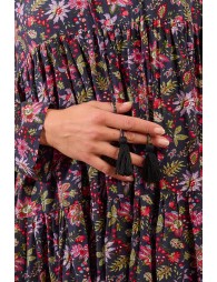 Vestido de manga larga con estampado y lazada