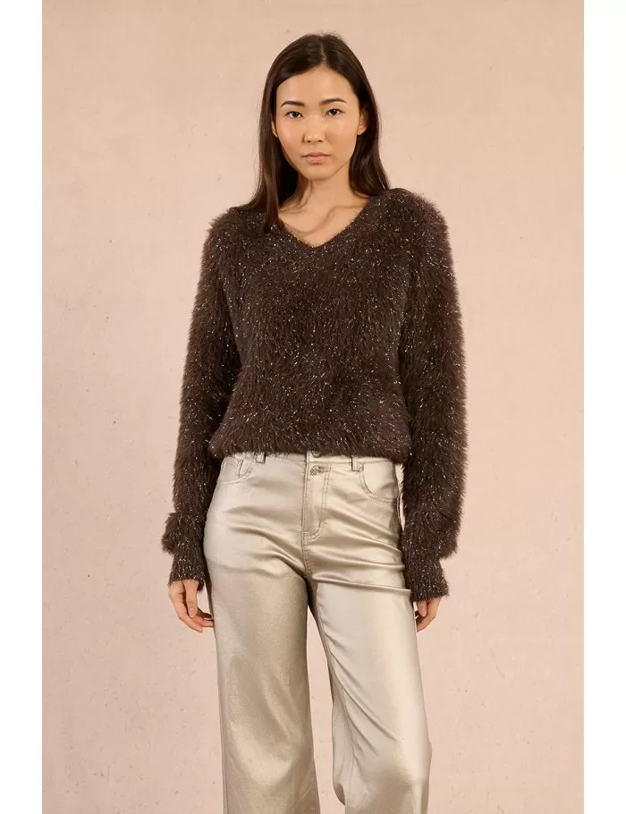 Fluffy sweater, lurex yarns