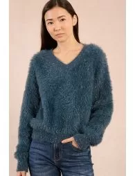Pull duveteux, fils lurex