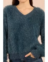 Pull duveteux, fils lurex