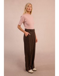 Wide leg pleated trousers